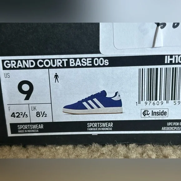 Adidas Royal Blue and White Grand Court Base 00s Sneakers Mens size 9 - Picture 11 of 11